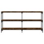 Mesa consola madera de ingeniería roble ahumado 150x29x75 cm de , Mesas auxiliares - Ref: Foro24-834107, Precio: 74,63 €, Des...