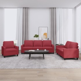 Red synthetic leather 3-piece sofa set with cushions by , Sofas - Ref: Foro24-3201401, Price: 684,06 €, Discount: %