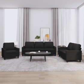 3-piece black synthetic leather sofa set with cushions by , Sofas - Ref: Foro24-3201398, Price: 674,93 €, Discount: %