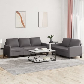 Gray synthetic leather 2-piece sofa set with cushions by , Sofas - Ref: Foro24-3201420, Price: 507,69 €, Discount: %