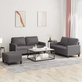 Gray synthetic leather 3-piece sofa set with cushions by , Sofas - Ref: Foro24-3201415, Price: 496,16 €, Discount: %