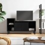 Black plywood TV cabinet 100x35x55 cm by , TV Furniture - Ref: Foro24-831325, Price: 66,51 €, Discount: %