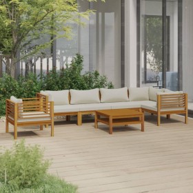 Garden furniture 7 pcs cream cushions solid acacia wood by , Garden sets - Ref: Foro24-3086954, Price: 988,96 €, Discount: %