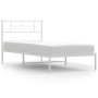 Estructura de cama de metal con cabecero blanco 100x190 cm de , Camas y somieres - Ref: Foro24-355310, Precio: 63,08 €, Descu...