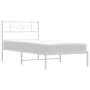 Estructura de cama de metal con cabecero blanco 100x190 cm de , Camas y somieres - Ref: Foro24-355310, Precio: 63,08 €, Descu...