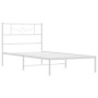 Estructura de cama de metal con cabecero blanco 75x190 cm de , Camas y somieres - Ref: Foro24-355306, Precio: 58,15 €, Descue...