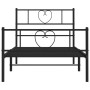 Bed frame with headboard and black metal footboard 107x203cm by , Beds and slatted bases - Ref: Foro24-355477, Price: 76,54 €...