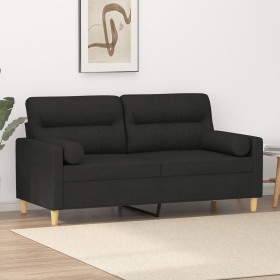 Sofá de 2 plazas con cojines tela negro 140 cm de , Sofás - Ref: Foro24-3200825, Precio: 257,99 €, Descuento: %