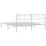 Metal bed frame with white headboard 180x200 cm by , Beds and slatted bases - Ref: Foro24-372232, Price: 100,99 €, Discount: %