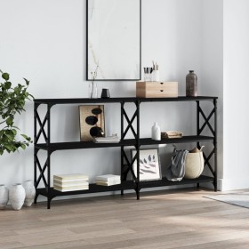 Black engineered wood console table 156x28x80.5 cm by , Side tables - Ref: Foro24-835424, Price: 56,14 €, Discount: %