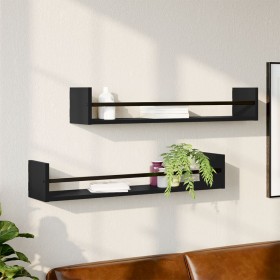 Wall shelves with bars 2 units black 80x16x14 cm by , Shelves and shelves - Ref: Foro24-835439, Price: 38,90 €, Discount: %