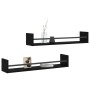 Wall shelves with bars 2 units black 80x16x14 cm by , Shelves and shelves - Ref: Foro24-835439, Price: 37,96 €, Discount: %