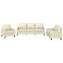 Cream synthetic leather 3-piece sofa set with cushions by , Sofas - Ref: Foro24-3201399, Price: 644,45 €, Discount: %