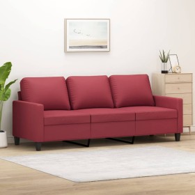 Sofá de 3 plazas de cuero sintético rojo vino 180 cm de , Sofás - Ref: Foro24-359145, Precio: 314,55 €, Descuento: %