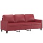 Sofá de 3 plazas de cuero sintético rojo vino 180 cm de , Sofás - Ref: Foro24-359145, Precio: 314,55 €, Descuento: %