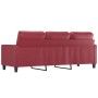 Sofá de 3 plazas de cuero sintético rojo vino 180 cm de , Sofás - Ref: Foro24-359145, Precio: 314,55 €, Descuento: %