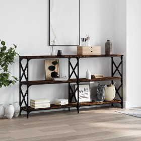 Smoked oak engineered wood console table 156x28x80.5 cm by , Side tables - Ref: Foro24-835426, Price: 53,92 €, Discount: %