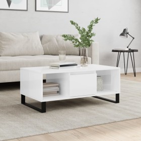 Glossy white plywood coffee table 90x50x36.5 cm by , Coffee table - Ref: Foro24-830598, Price: 80,32 €, Discount: %