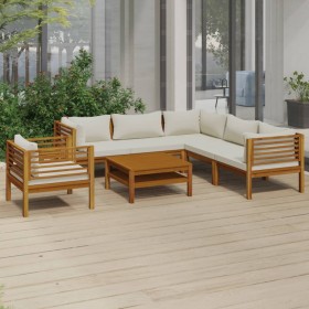 Gartenmöbel 7 Stück cremefarbene Kissen aus massivem Akazienholz von , Gartensets - Ref: Foro24-3086938, Preis: 956,99 €, Rab...