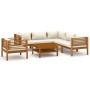 Garden furniture 7 pcs cream cushions solid acacia wood by , Garden sets - Ref: Foro24-3086938, Price: 988,96 €, Discount: %