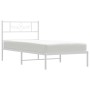 Estructura de cama de metal con cabecero blanco 90x200 cm de , Camas y somieres - Ref: Foro24-355309, Precio: 62,47 €, Descue...