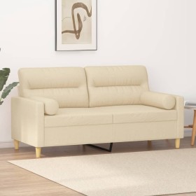 2-seater sofa with cream fabric cushions 140 cm by , Sofas - Ref: Foro24-3200823, Price: 256,75 €, Discount: %