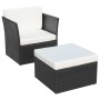 Black poly rattan garden chair with footstool by vidaXL, Garden chairs - Ref: Foro24-41981, Price: 146,42 €, Discount: %