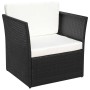 Silla de jardín con taburete poli ratán negra de vidaXL, Sillas de jardín - Ref: Foro24-41981, Precio: 146,42 €, Descuento: %