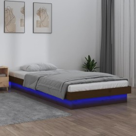 Estructura cama individual madera maciza marrón miel 75x190 cm de , Camas y somieres - Ref: Foro24-820000, Precio: 139,72 €, ...