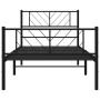 Bed frame with headboard and black metal footboard 75x190 cm by , Beds and slatted bases - Ref: Foro24-372187, Price: 63,28 €...