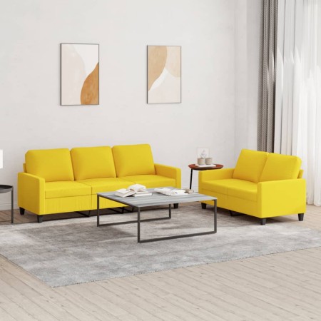 Sofa set with cushions 2 pieces light yellow fabric by , Sofas - Ref: Foro24-3201465, Price: 487,16 €, Discount: %