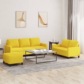 Sofa set with cushions 3 pieces light yellow fabric by , Sofas - Ref: Foro24-3201473, Price: 515,99 €, Discount: %