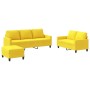 Sofa set with cushions 3 pieces light yellow fabric by , Sofas - Ref: Foro24-3201473, Price: 536,97 €, Discount: %