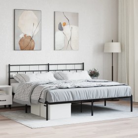 Bed frame with black metal headboard 200x200 cm by , Beds and slatted bases - Ref: Foro24-355666, Price: 109,99 €, Discount: %