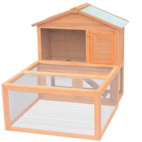 Conejera jaula de animales con patio exterior madera de vidaXL, Jaulas y habitáculos para animales pequeños - Ref: Foro24-170...