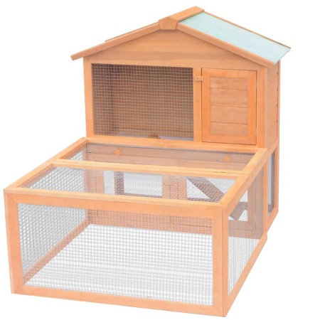 Conejera jaula de animales con patio exterior madera de vidaXL, Jaulas y habitáculos para animales pequeños - Ref: Foro24-170...