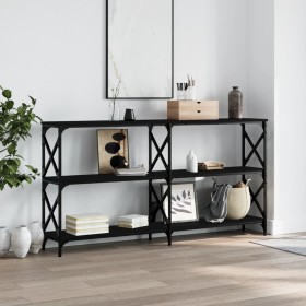 Black engineered wood console table 200x28x80.5 cm by , Side tables - Ref: Foro24-835429, Price: 70,57 €, Discount: %