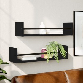 Estantes de pared con barras 2 unidades negro 60x16x14 cm de , Estantes y estanterías - Ref: Foro24-835434, Precio: 31,38 €, ...