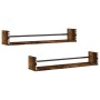 Wall shelves with bars 2 pcs smoked oak 80x16x14 cm by , Shelves and shelves - Ref: Foro24-835441, Price: 35,89 €, Discount: %