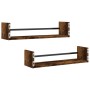 Wall shelves with bars 2 pcs smoked oak 60x16x14 cm by , Shelves and shelves - Ref: Foro24-835436, Price: 27,18 €, Discount: %