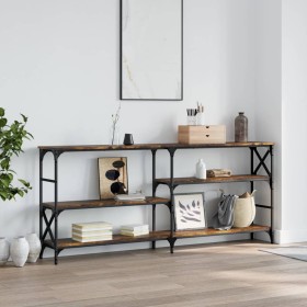 Smoked oak engineered wood console table 180x29x76.5 cm by , Side tables - Ref: Foro24-835476, Price: 53,81 €, Discount: %