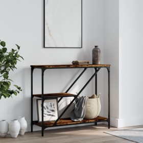 Smoked oak engineered wood console table 88.5x30x75 cm by , Side tables - Ref: Foro24-835481, Price: 43,83 €, Discount: %