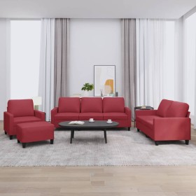 Sofa set with cushions 4 pieces red synthetic leather by , Sofas - Ref: Foro24-3201406, Price: 734,49 €, Discount: %