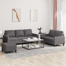 3-teilige Sofagarnitur aus grauem Kunstleder mit Kissen von , Sofas - Ref: Foro24-3201425, Preis: 557,22 €, Rabatt: %