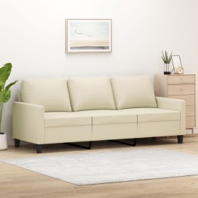 3-seater cream-colored synthetic leather sofa 180 cm by , Sofas - Ref: Foro24-359143, Price: 284,99 €, Discount: %