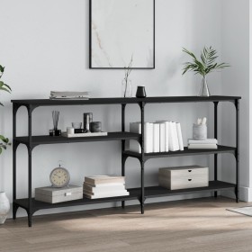 Black engineered wood console table 160x29x75 cm by , Side tables - Ref: Foro24-834085, Price: 75,37 €, Discount: %