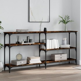 Smoked oak engineered wood console table 160x29x75 cm by , Side tables - Ref: Foro24-834087, Price: 73,99 €, Discount: %