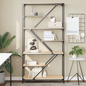 Sonoma oak steel engineered wood shelving 91x36x176 cm by , Bookcases and shelves - Ref: Foro24-835415, Price: 75,98 €, Disco...