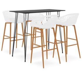 High table and bar stools 5 pieces black and white by , Furniture sets for kitchens and dining rooms - Ref: Foro24-3057379, P...