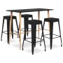 High table and bar stools 5 pieces black by , Furniture sets for kitchens and dining rooms - Ref: Foro24-3057457, Price: 443,...